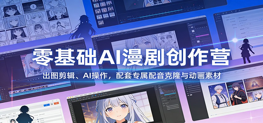 零基础AI漫剧创作营：出图剪辑、AI操作，配套专属配音克隆与动画素材-学链网创