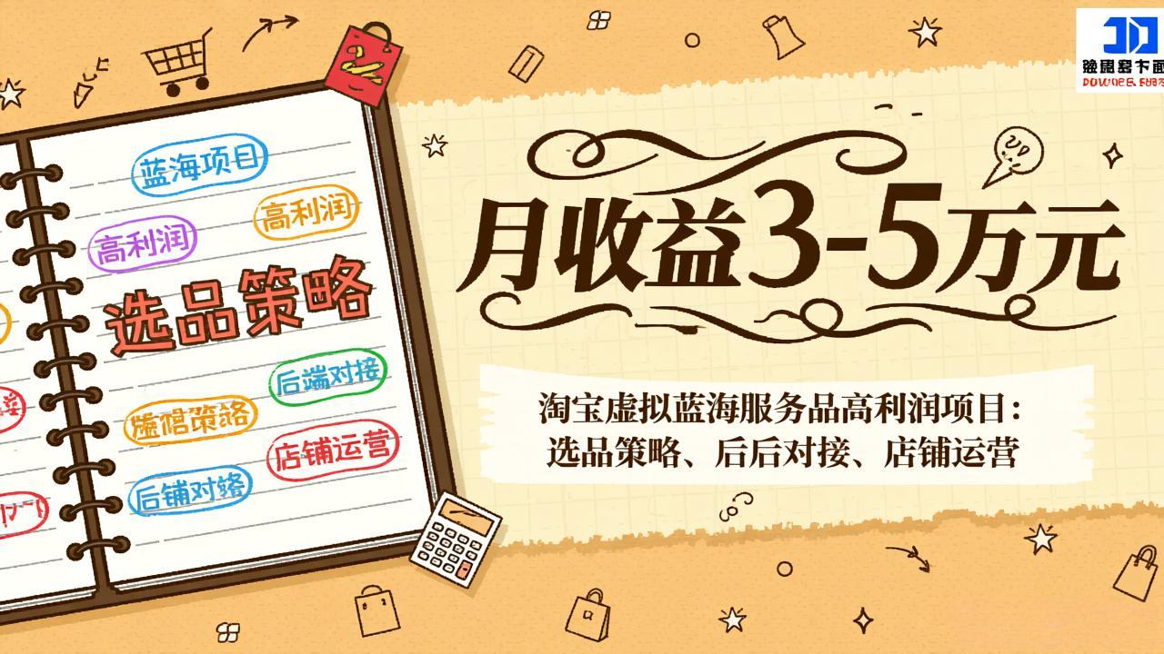 淘宝虚拟蓝海服务品高利润项目：选品策略、后端对接、店铺运营，月收益可达3-5万元-学链网创