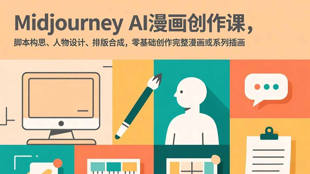 Midjourney AI漫画创作课，脚本构思、人物设计、排版合成，零基础创作完整漫画或系列插画-学链网创