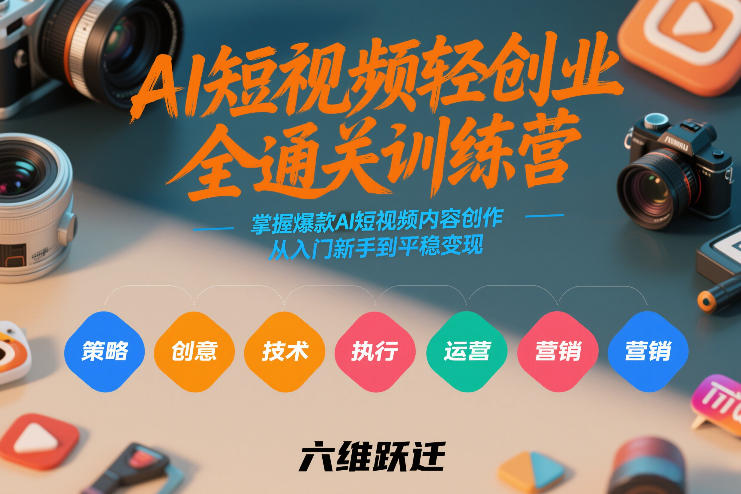AI短视频轻创业全通关训练营，掌握爆款AI短视频内容创作，从入门新手到平稳变现的六维跃迁-学链网创