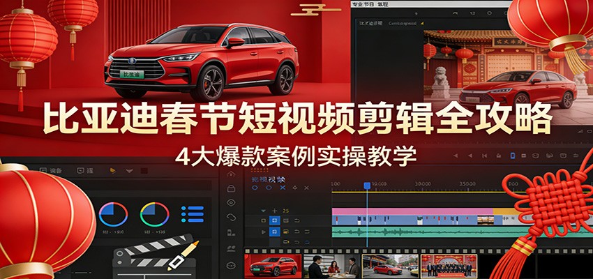 比亚迪春节短视频剪辑全攻略，4大爆款案例实操教学-学链网创