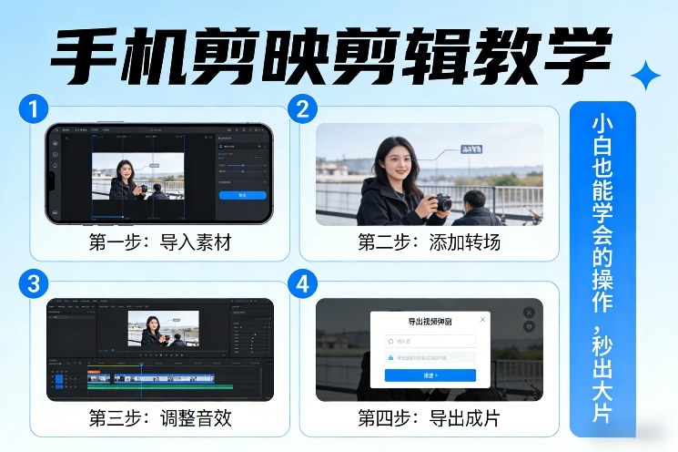 手机剪映剪辑教学，小白也能学会的操作，秒出大片-学链网创