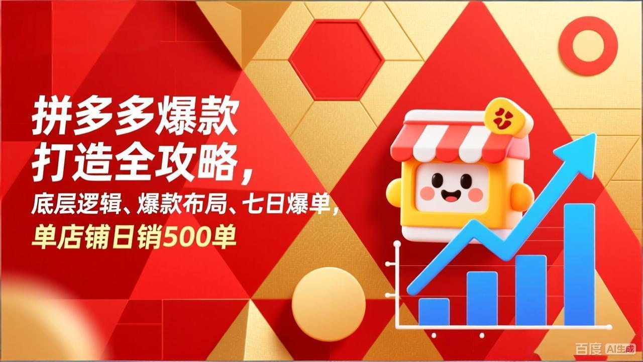 拼多多爆款打造全攻略，底层逻辑、爆款布局、七日爆单，单店铺日销500单-学链网创
