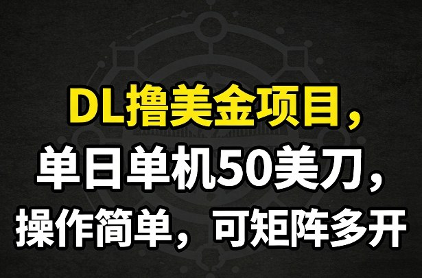 DL撸美金项目，单日单机50美刀，操作简单，可矩阵多开-学链网创