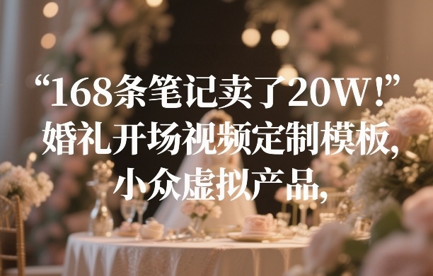168条笔记卖了20W！婚礼开场视频定制模板，小众虚拟产品-学链网创