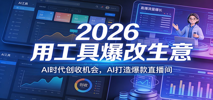2026用工具爆改生意，AI时代创收机会，AI打造爆款直播间-学链网创