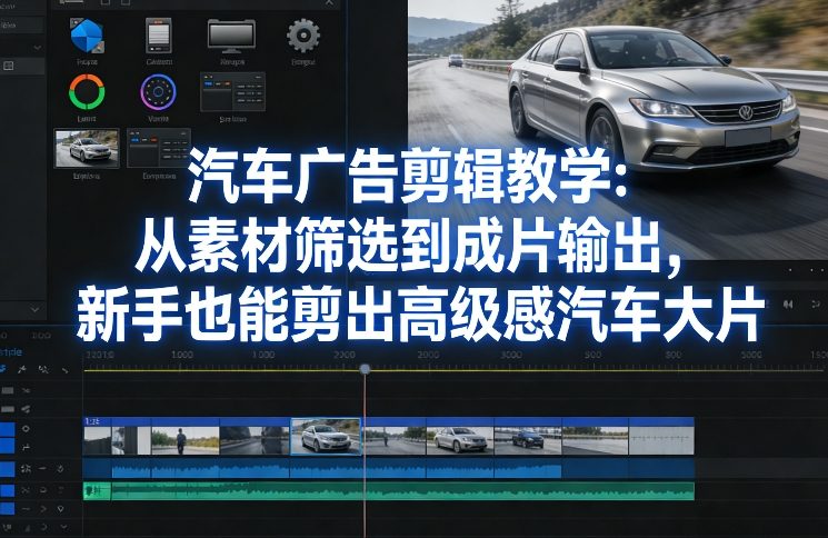 汽车广告剪辑教学：从素材筛选到成片输出，新手也能剪出高级感汽车大片-学链网创