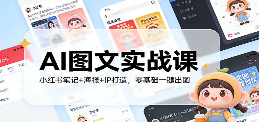 AI图文实战课：小红书笔记+海报+IP打造，零基础一键出图-学链网创
