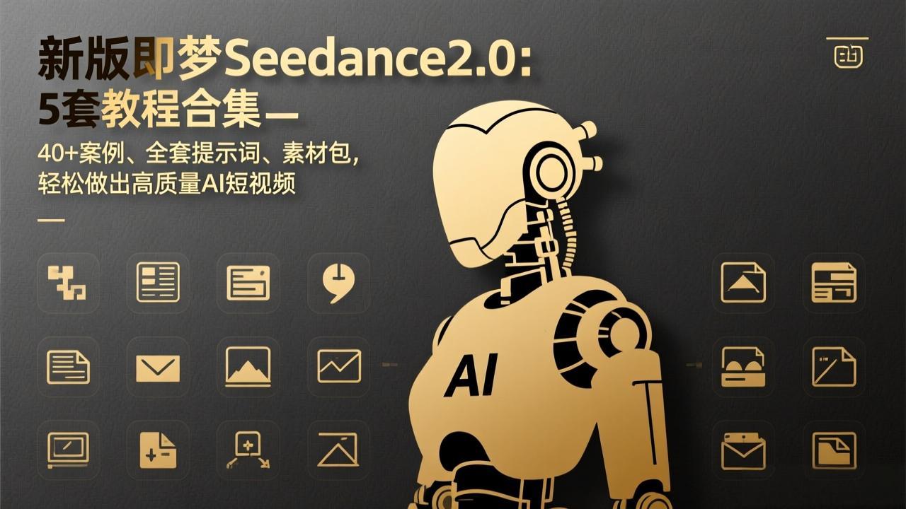 新版即梦Seedance2.0：5套教程合集，40+案例、全套提示词、素材包，轻松做出高质量AI短视频-学链网创