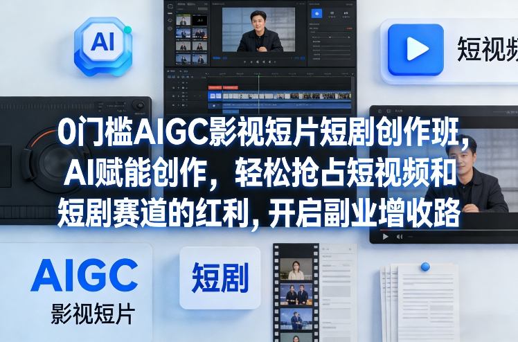 0门槛AIGC影视短片短剧创作班，AI赋能创作，轻松抢占短视频和短剧赛道的红利，开启副业增收路-学链网创