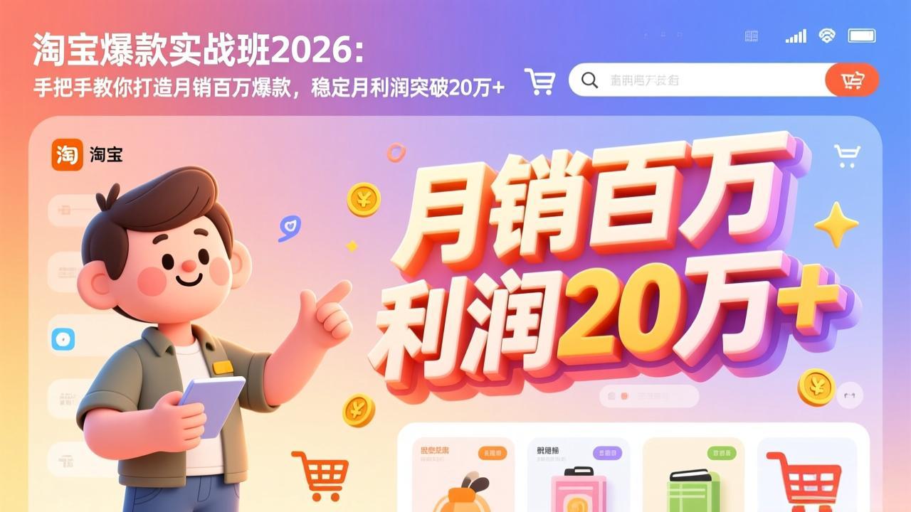 淘宝爆款实战班-2026年2月更新：手把手教你打造月销百万爆款，稳定月利润突破20万+-学链网创