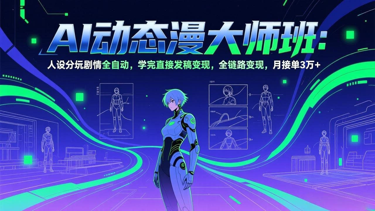 AI动态漫剧大师班：人设分镜剧情全自动，学完直接发稿变现，全链路变现，月接单3万+-学链网创
