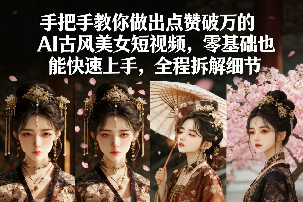 手把手教你做出点赞破万的AI古风美女短视频，零基础也能快速上手，全程拆解细节-学链网创