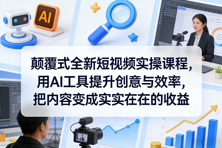 颠覆式全新短视频实操课程，用AI工具提升创意与效率，把内容变成实实在在的收益-学链网创