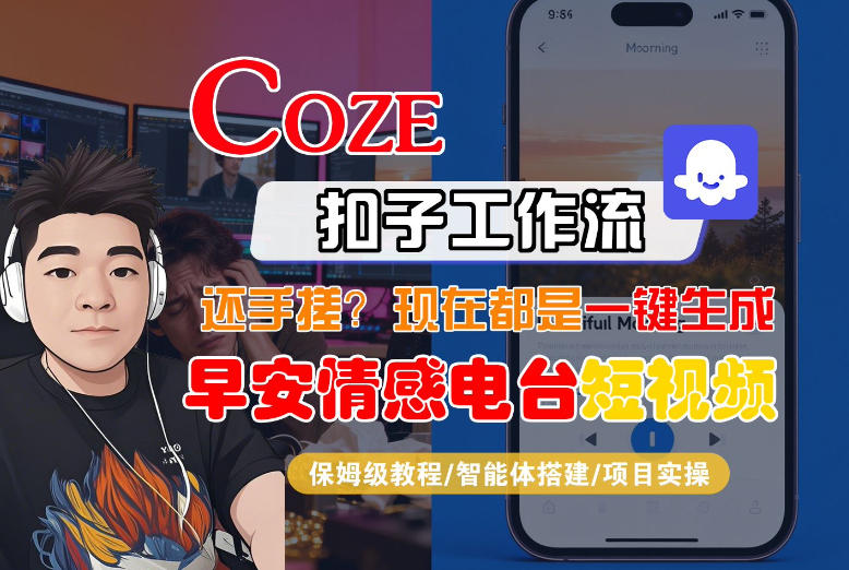 【Coze工作流搭建实操教程】【coze】早安情感电台日签视频还在手动做？用扣子工作流自动生成，省时90%-学链网创