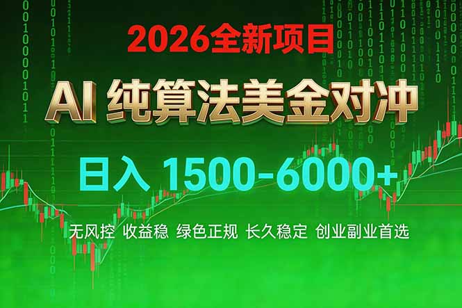 2026 全新美金对冲项目，不套平台赠金，不封号，纯算法对冲，日入 1500-6000+-学链网创