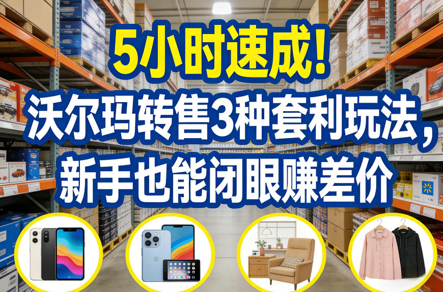 5小时速成！沃尔玛转售3种套利玩法，新手也能闭眼賺差价-学链网创