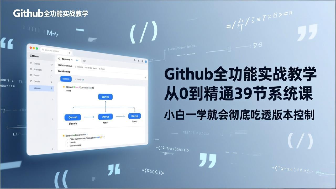 GitHub-全功能实战教学，从0到精通39节系统课，小白一学就会彻底吃透版本控制-学链网创