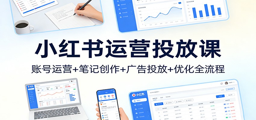 小红书运营投放课：账号运营+笔记创作+广告投放+优化全流程-学链网创