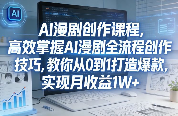 某社群AI漫剧创作课程，高效掌握AI漫剧全流程创作技巧，教你从0到1打造爆款，实现月收益1W+-学链网创