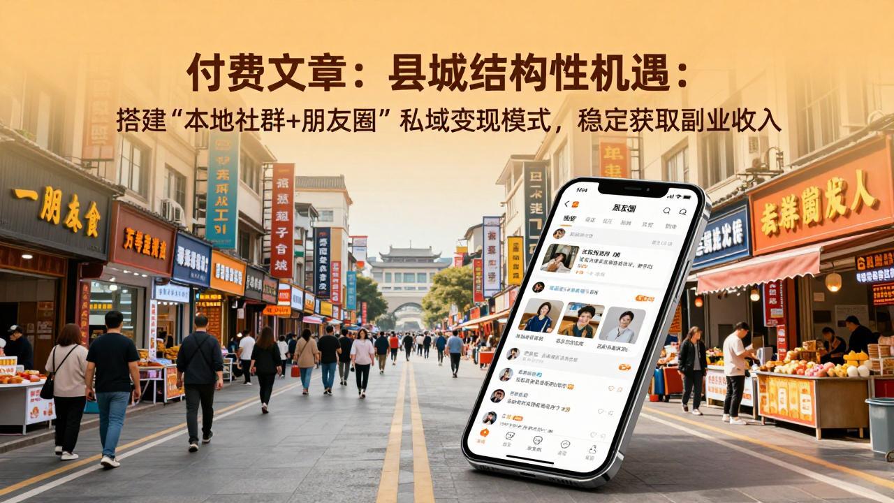 付费文章:县城结构性机遇:搭建“本地社群+朋友圈”私域变现模式,稳定获取副业收入-学链网创
