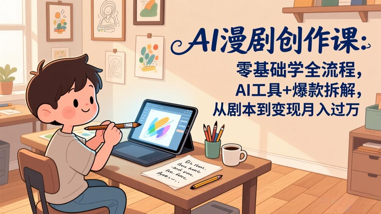 AI漫剧创作课：零基础学全流程，AI工具+爆款拆解，从剧本到变现月入过万-学链网创