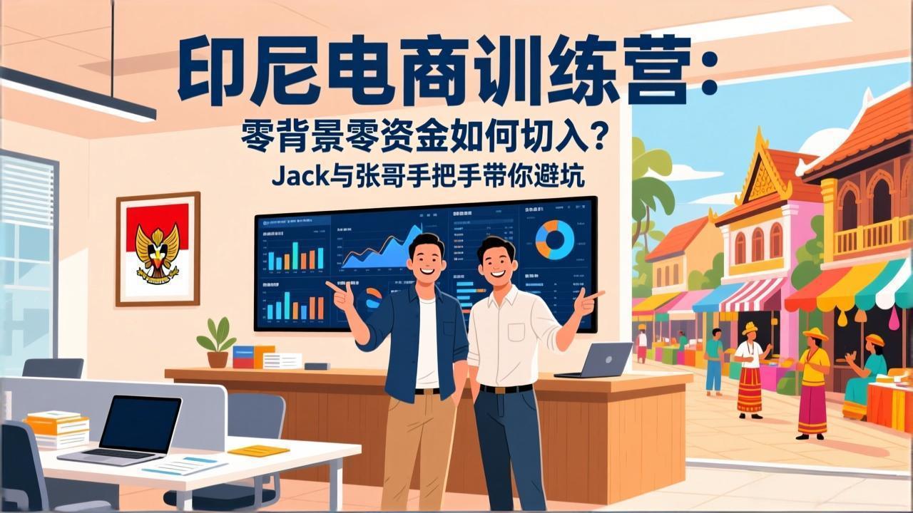 印尼电商训练营：零背景零资金如何切入？Jack与张哥手把手带你避坑-学链网创