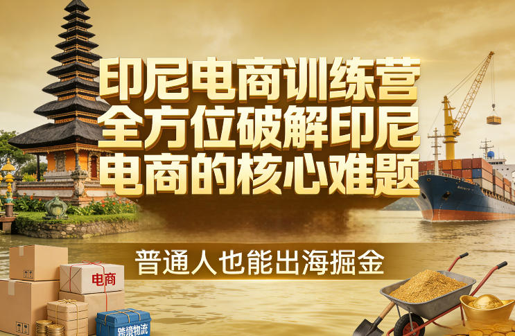 印尼电商训练营，全方位破解印尼电商的核心难题，普通人也能出海掘金-学链网创