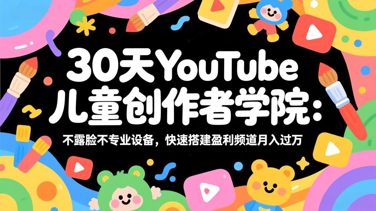 30天YouTube儿童创作者学院：不露脸不专业设备，快速搭建盈利频道月入过万-学链网创