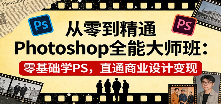 从零到精通Photoshop全能大师班：零基础学PS，直通商业设计变现-学链网创