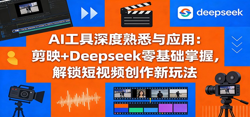 AI工具深度熟悉与应用：剪映+Deepseek零基础掌握，解锁短视频创作新玩法-学链网创