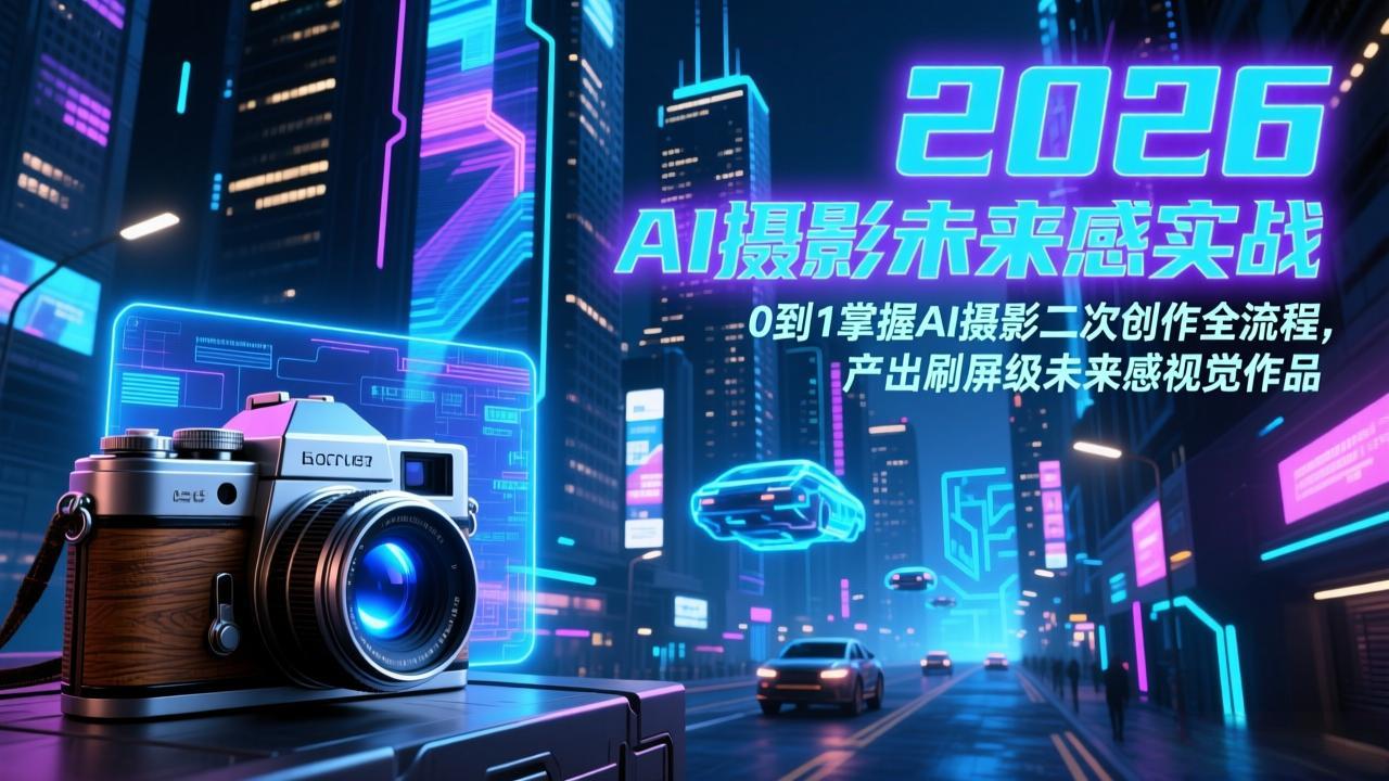 2026 AI摄影未来感实战：0到1掌握AI摄影二次创作全流程，产出刷屏级未来感视觉作品-学链网创