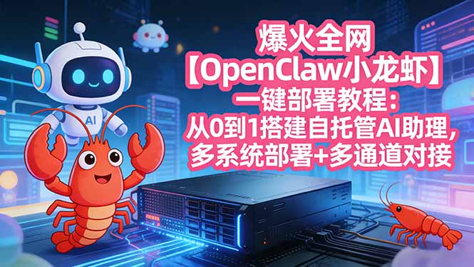 爆火全网【OpenClaw 小龙虾】一键部署教程：从0到1搭建自托管AI助理，多系统部署+多通道对接-学链网创