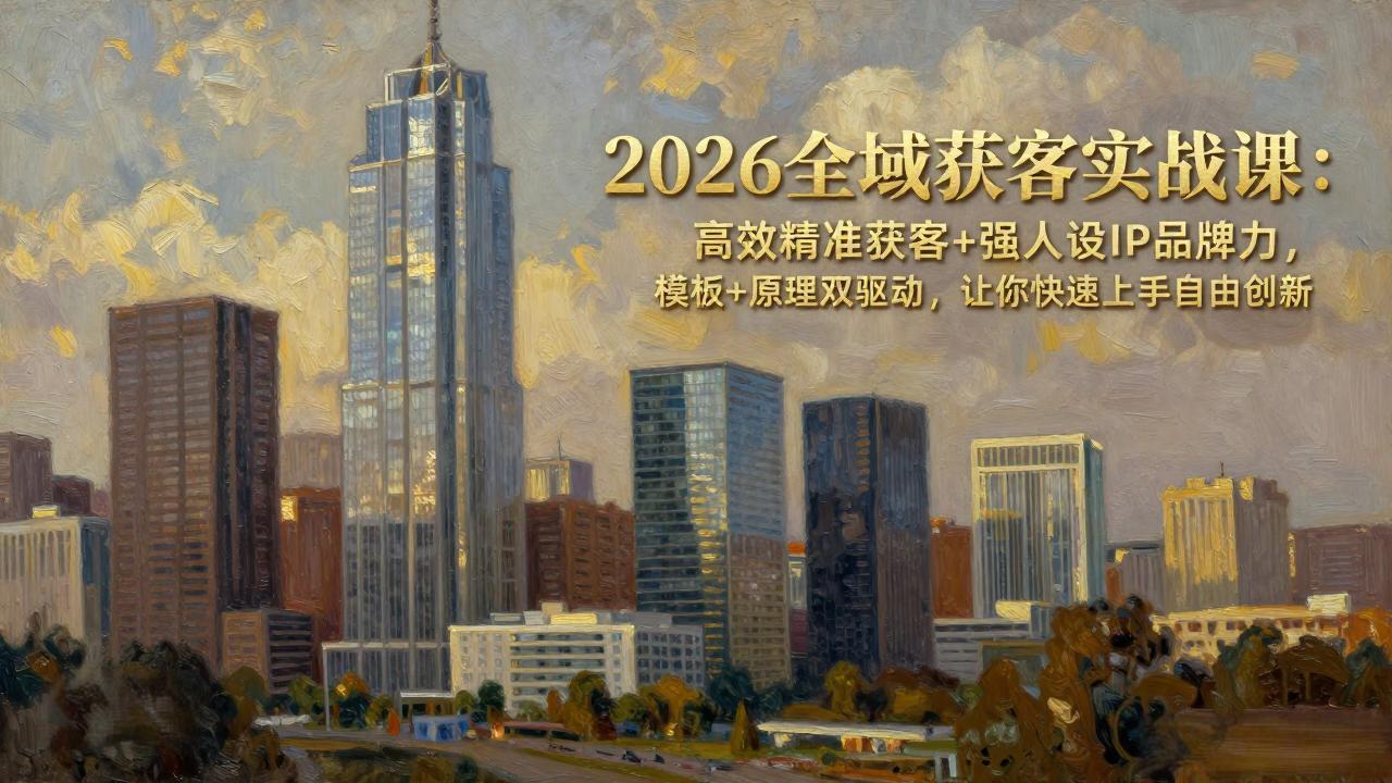 2026全域获客实战课：高效精准获客+强人设IP品牌力，模板+原理双驱动，让你快速上手自由创新-学链网创