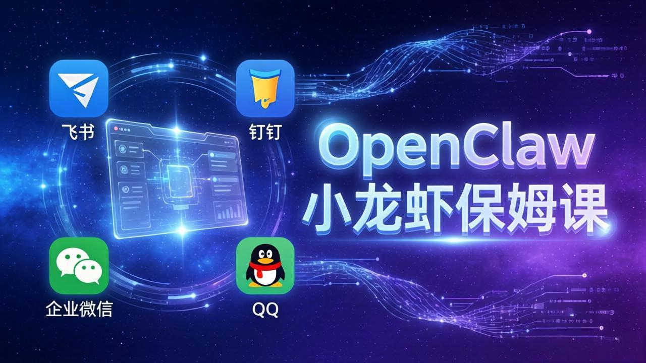OpenClaw小龙虾保姆课： Windows/macOS/Linux/Docker全系统安装，飞书+钉钉+企业微信+QQ 全接入-学链网创