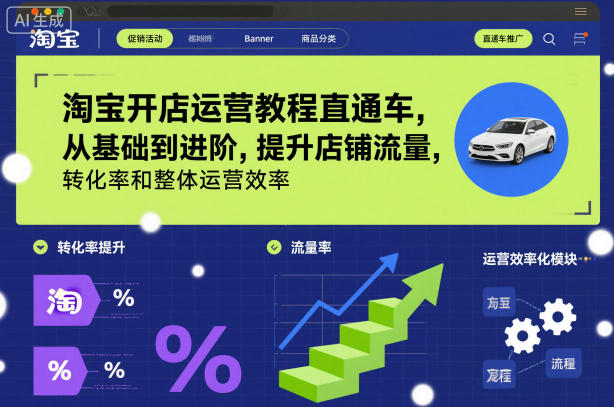 淘宝开店运营教程直通车,从基础到进阶,提升店铺流量,转化率和整体运营效率(更新26年3月)-学链网创