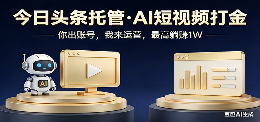 头条号AI托管,我提供作品,你提供账号,每天5分钟发布,小白躺赚3000+-学链网创