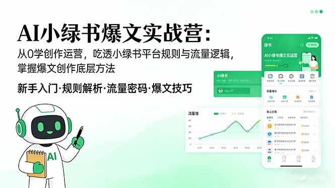 AI 小绿书爆文实战营：从0学创作运营，吃透小绿书平台规则与流量逻辑，掌握爆文创作底层方法-学链网创