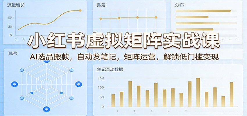 小红书虚拟矩阵实战课:AI选品搬款,自动发笔记,矩阵运营,解锁低门槛变现-学链网创