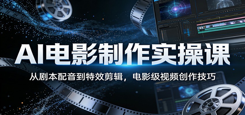 AI电影制作实操课:从剧本配音到特效剪辑,电影级视频创作技巧-学链网创