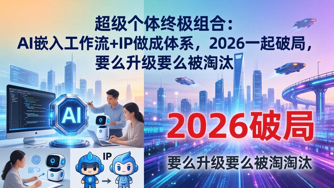 超级个体终极组合：AI嵌入工作流+IP做成体系，2026一起破局，要么升级要么被淘汰-学链网创