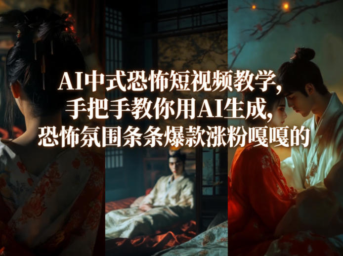 AI中式恐怖短视频教学，手把手教你用AI生成，恐怖氛围条条爆款涨粉嘎嘎的-学链网创