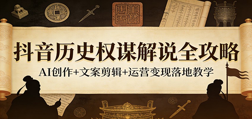 抖音历史权谋解说全攻略：AI创作+文案剪辑+运营变现落地教学-学链网创