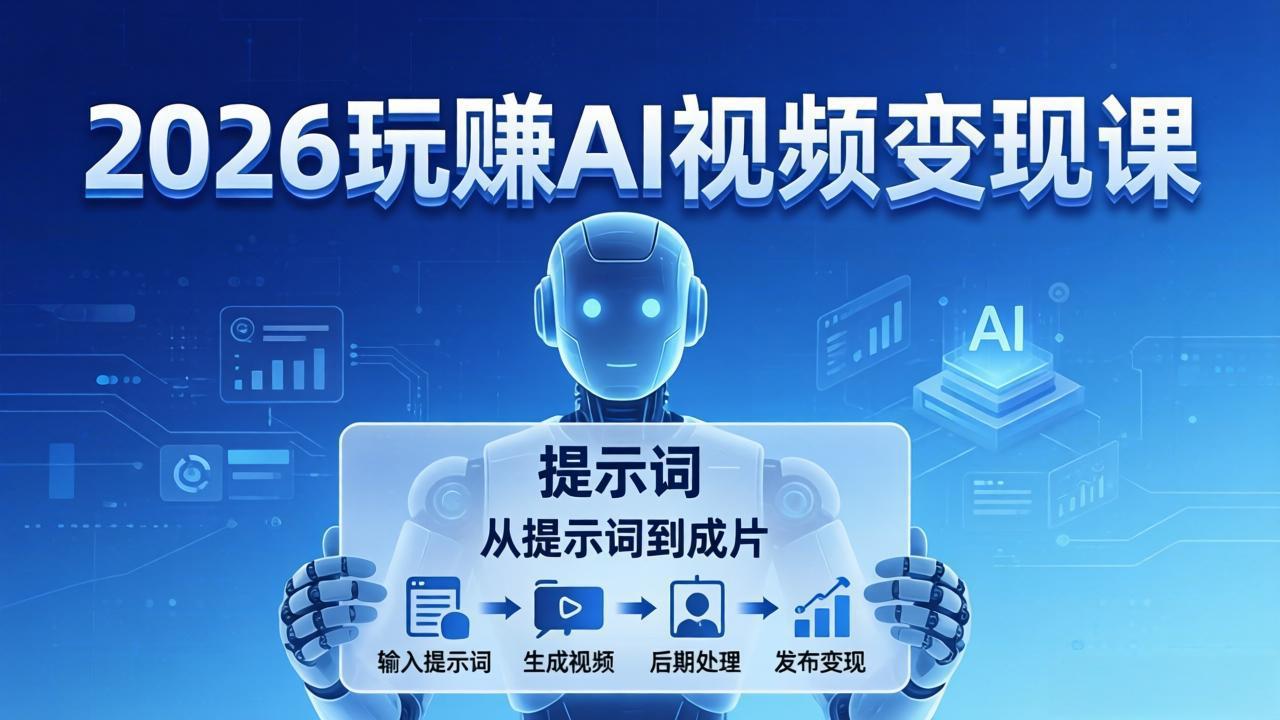 2026玩赚AI视频变现课：掌握 AI 视频全流程技能，从提示词到成片高效产出-学链网创