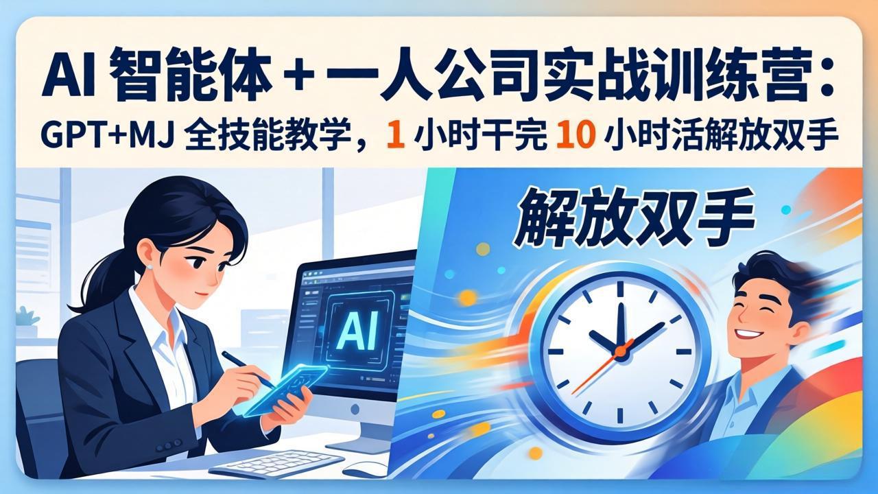 AI 智能体 + 一人公司实战训练营：GPT+MJ 全技能教学，1 小时干完 10 小时活解放双手-学链网创