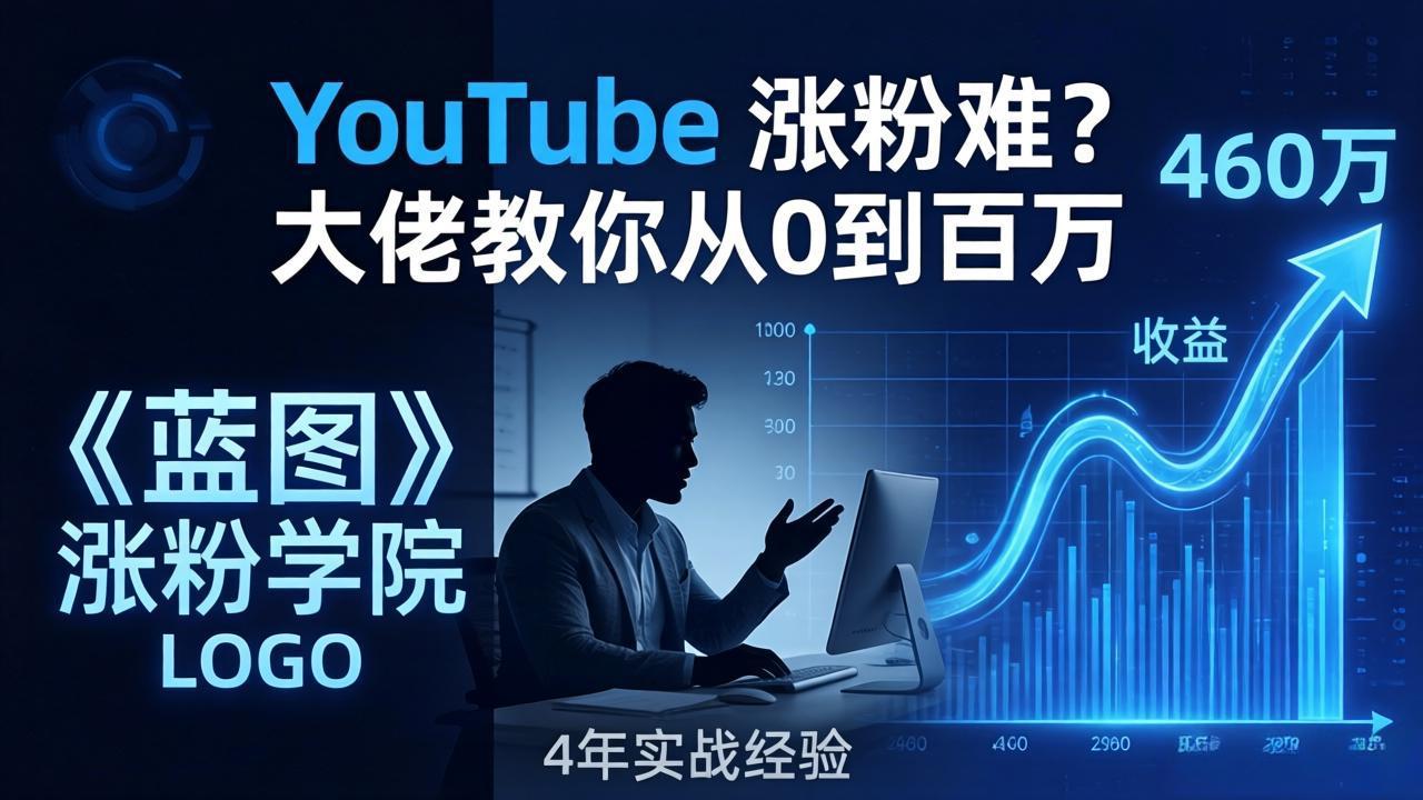 YouTube 涨粉难？《蓝图涨粉学院》：4 年赚 460 万的大佬教策略，从0到百万有路径！-学链网创