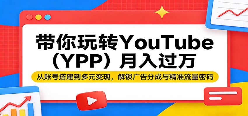 带你玩转YouTube(YPP)月入过万：从账号搭建到多元变现，解锁广告分成与精准流量密码-学链网创