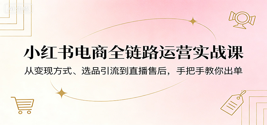小红书电商全链路运营实战课：从变现方式、选品引流到直播售后，手把手教你出单-学链网创