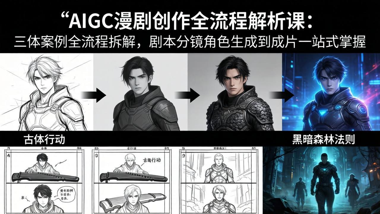 AIGC漫剧创作全流程解析课：三体案例全流程拆解，剧本分镜角色生成到成片一站式掌握-学链网创