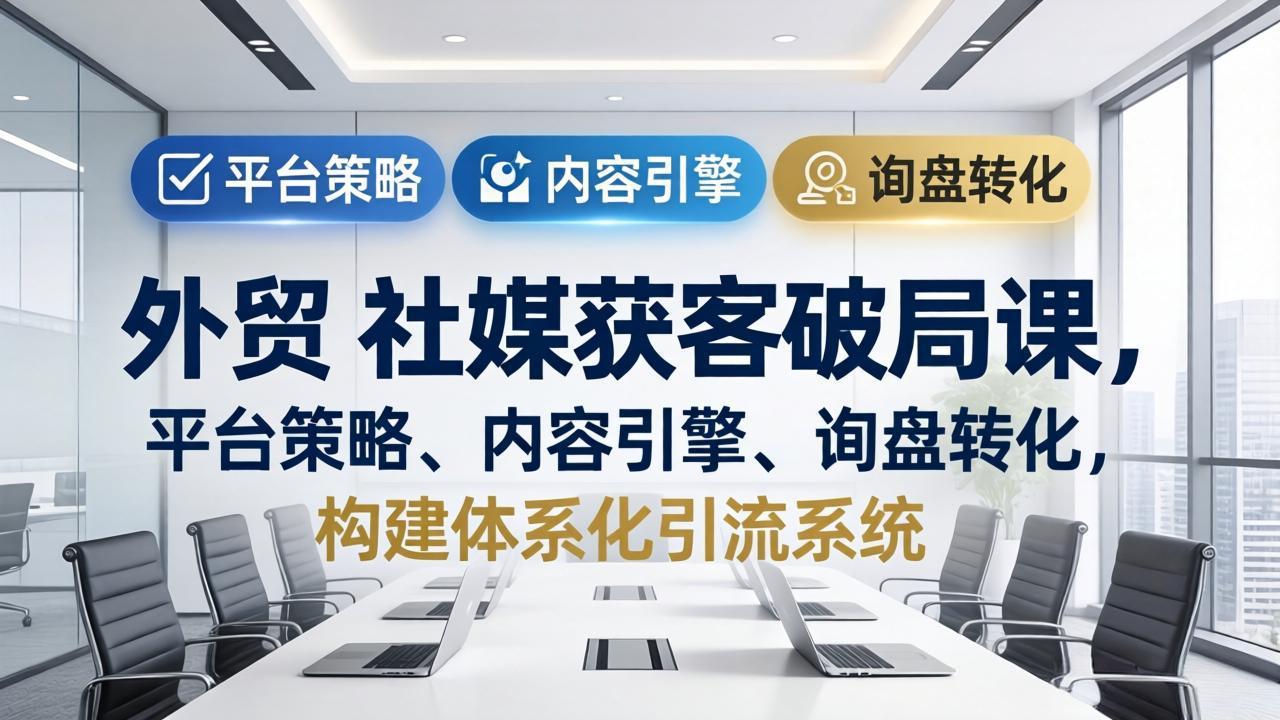 外贸 社媒获客破局课，平台策略、内容引擎、询盘转化，构建体系化引流系统(更新26年3月-学链网创